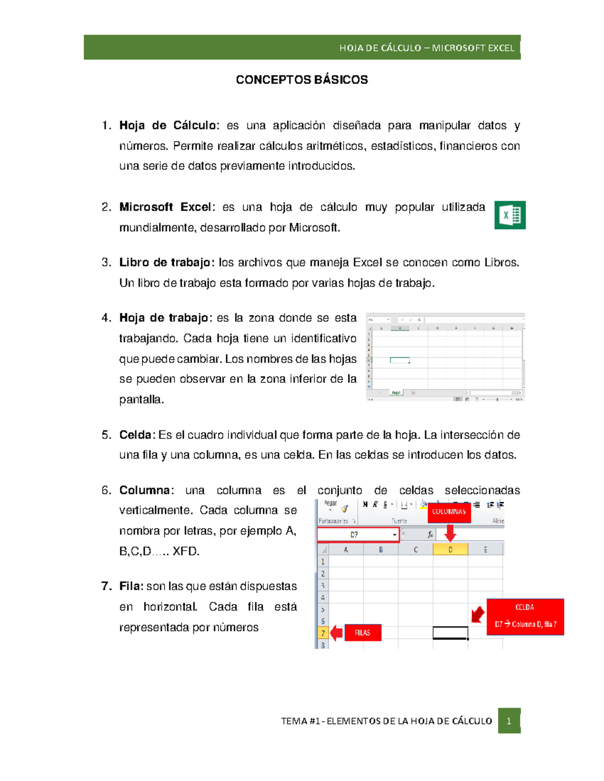 Glosario de Términos Clave en Excel para HOJA DE CÁLCULO - Studocu