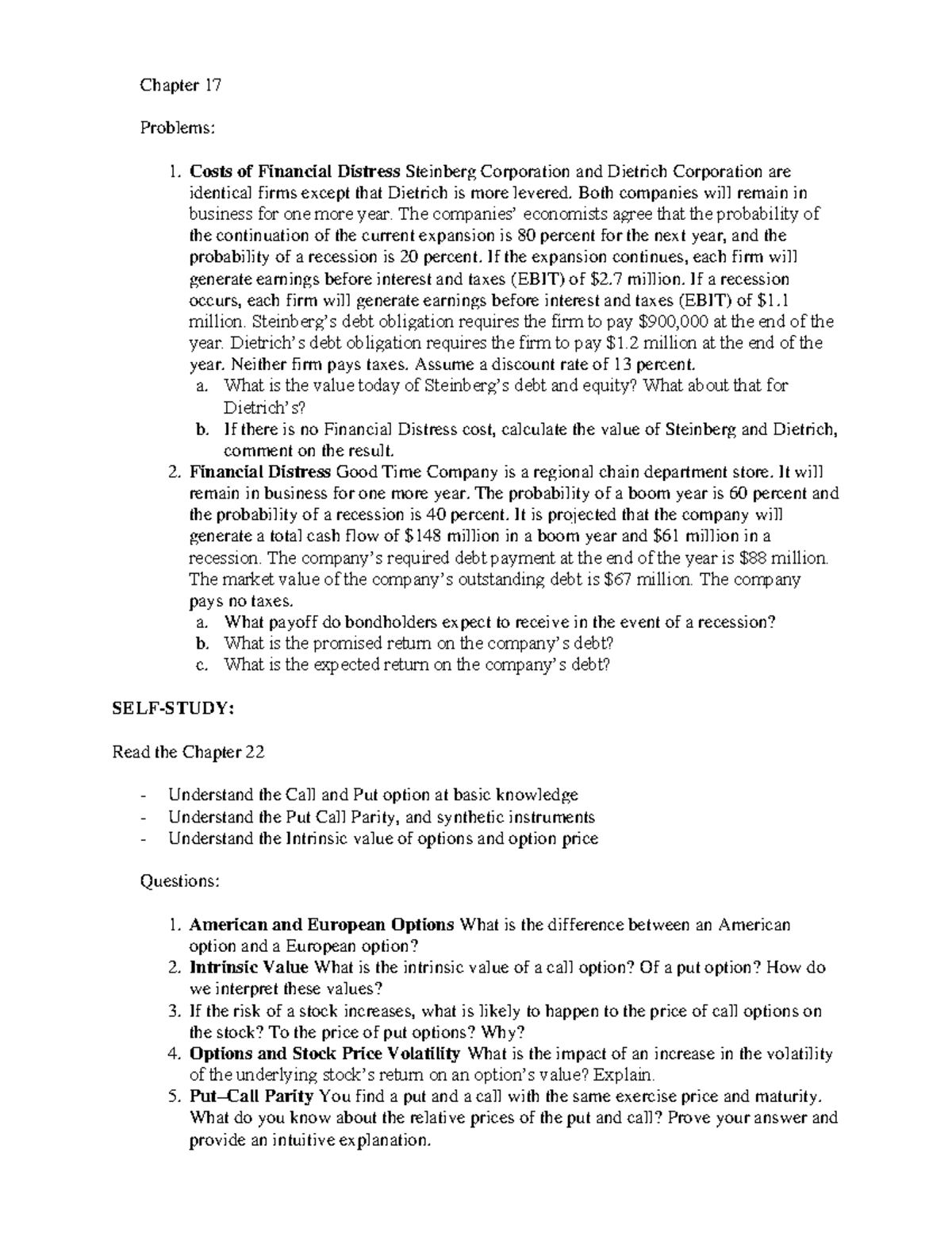 5 - 17 - Capital Structure (cont) - Chapter 17 Problems: 1. Costs of ...