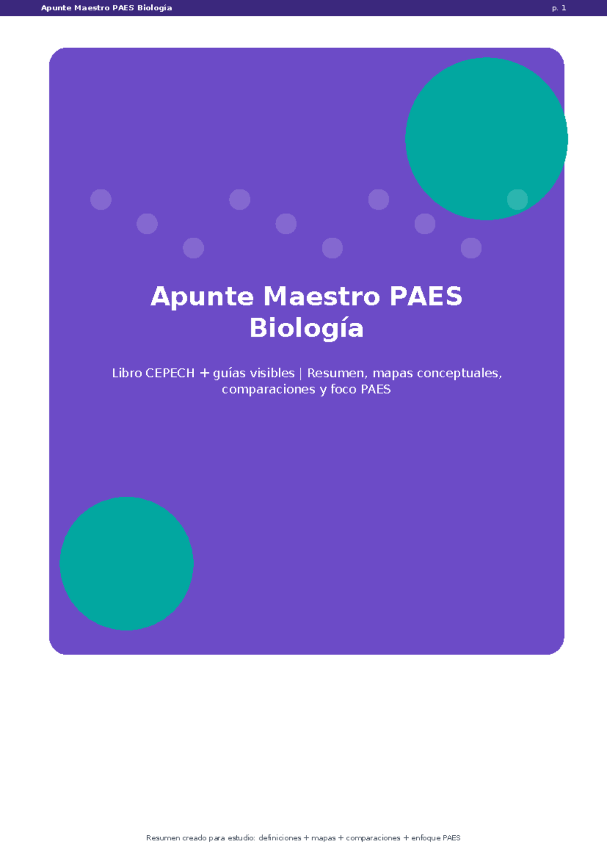 Apunte Maestro PAES Biología: Resumen y Mapas Conceptuales para Estudio - Document Preview