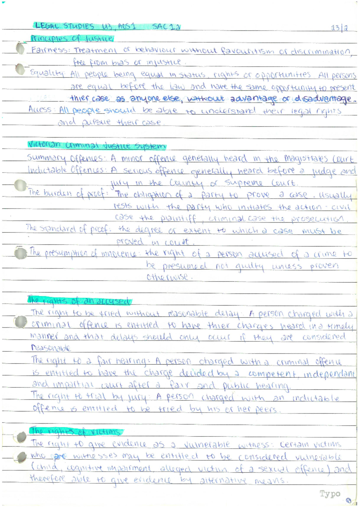 VCE Legal Studies Notes for Units 3 & 4 Review - Studocu