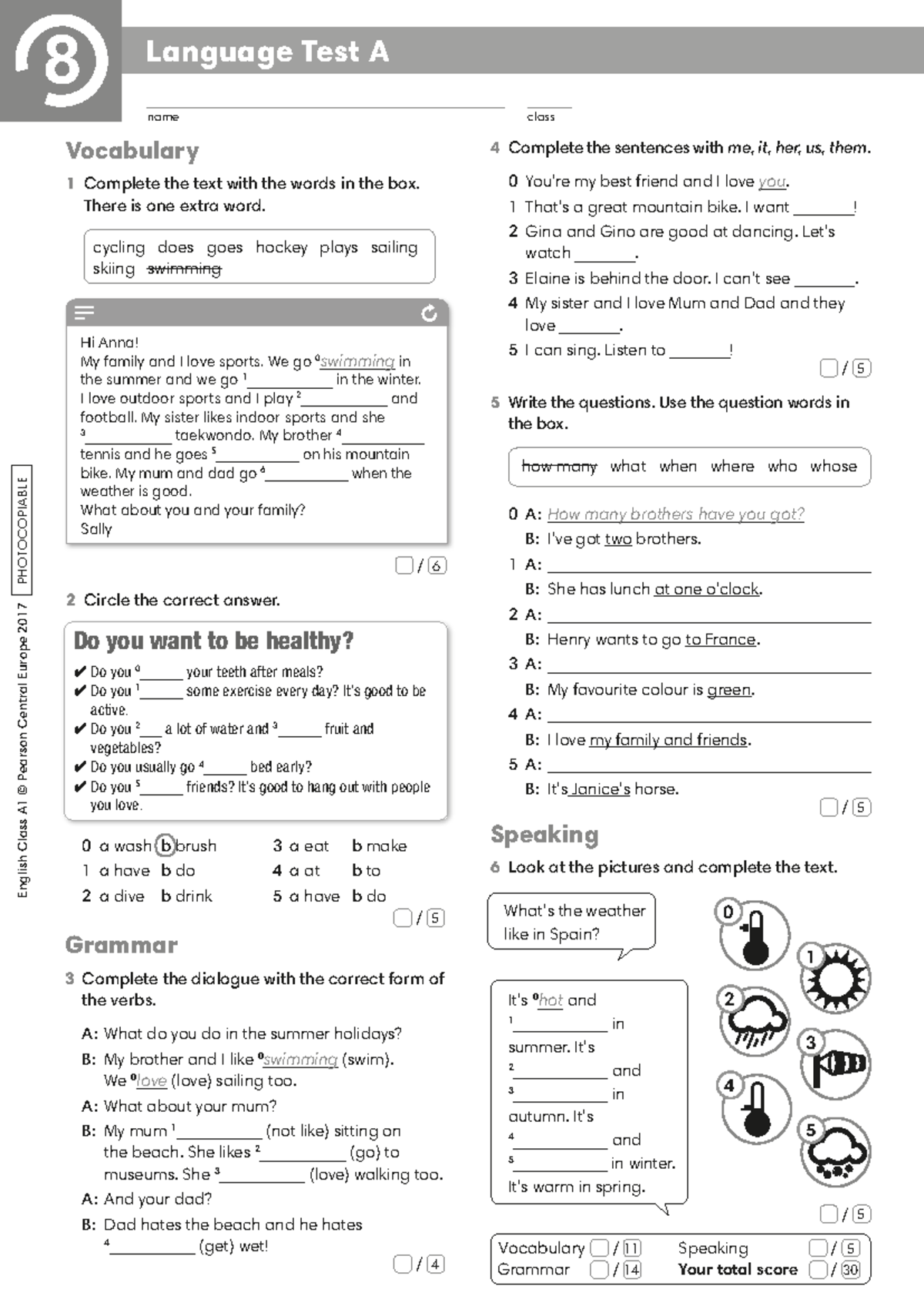 ECA1 Language Test 8A: Vocabulary and Sentence Completion - Studocu