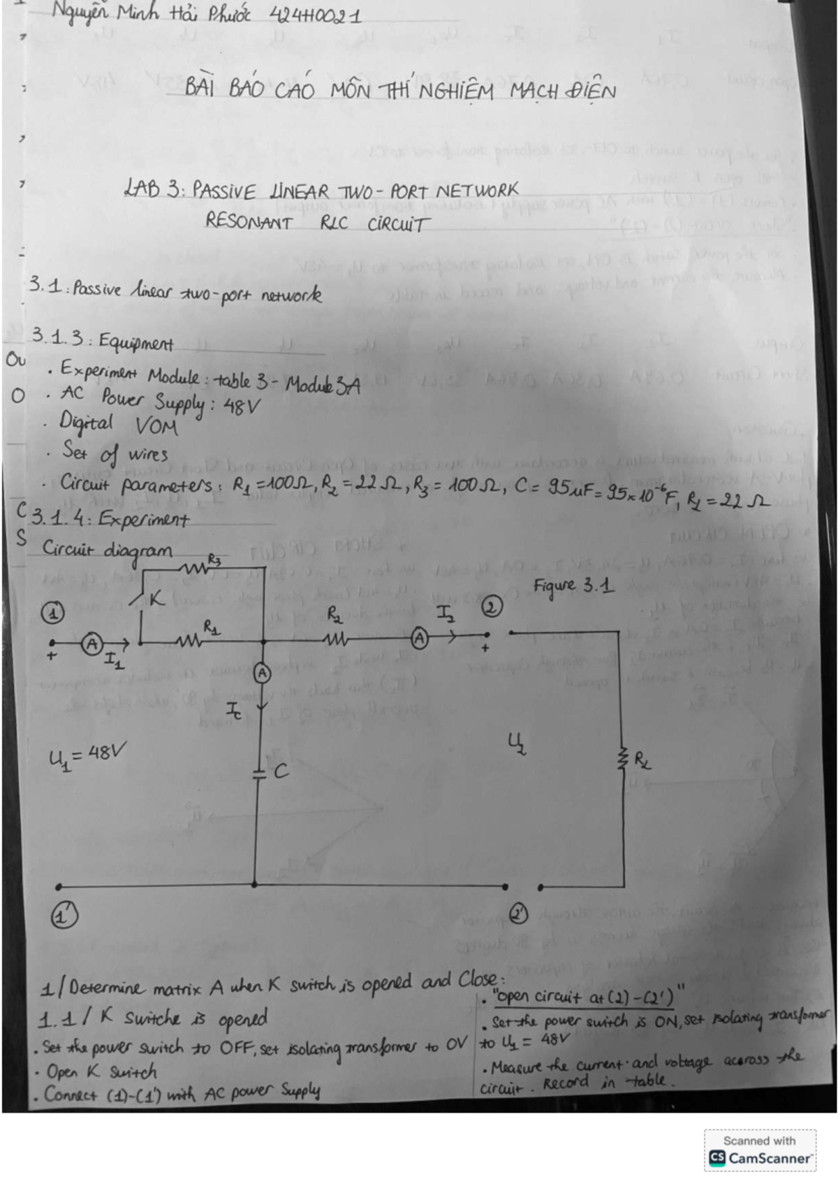 424H0021 BAI BAO CAO MON THÍ NGHIỆM MẠCH ĐIỆN LAB 3: RLC RESONANT ...