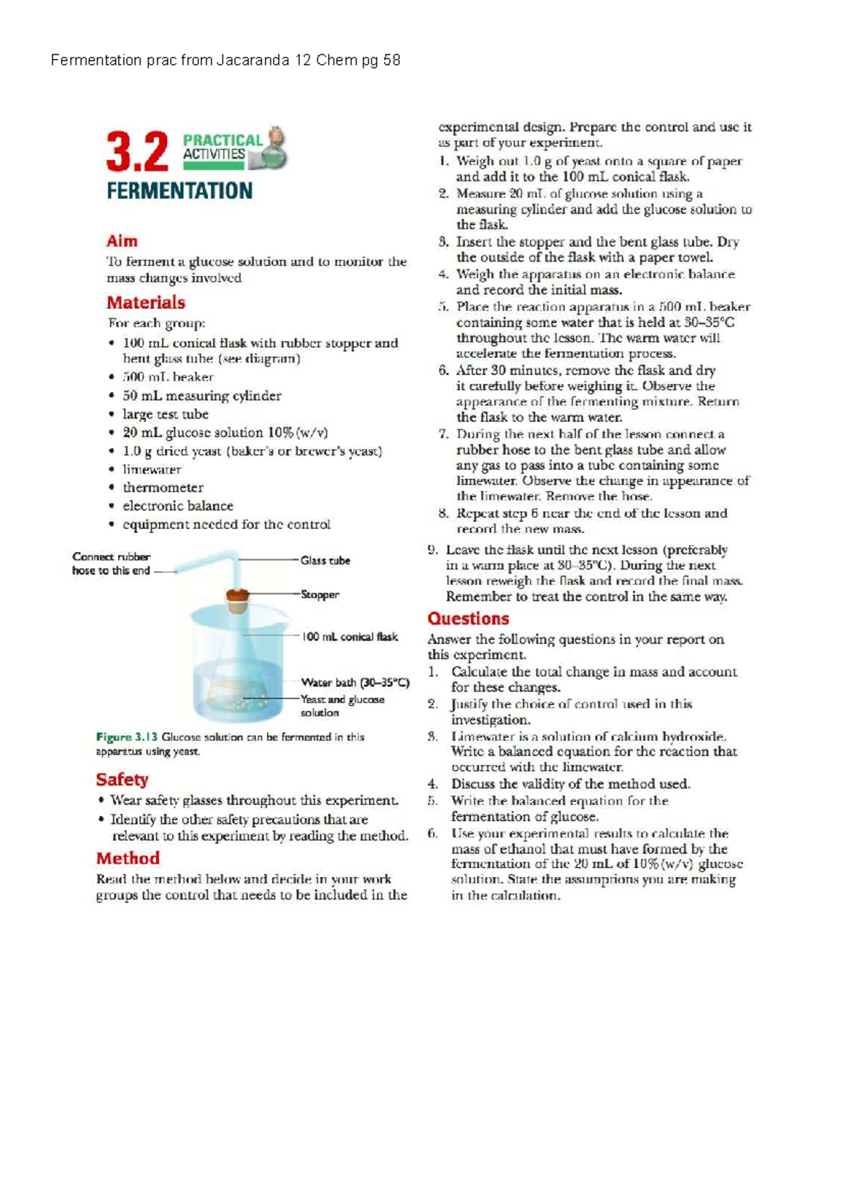 Fermentation Practical (12 Chem) - Experimental Design & Control - Studocu