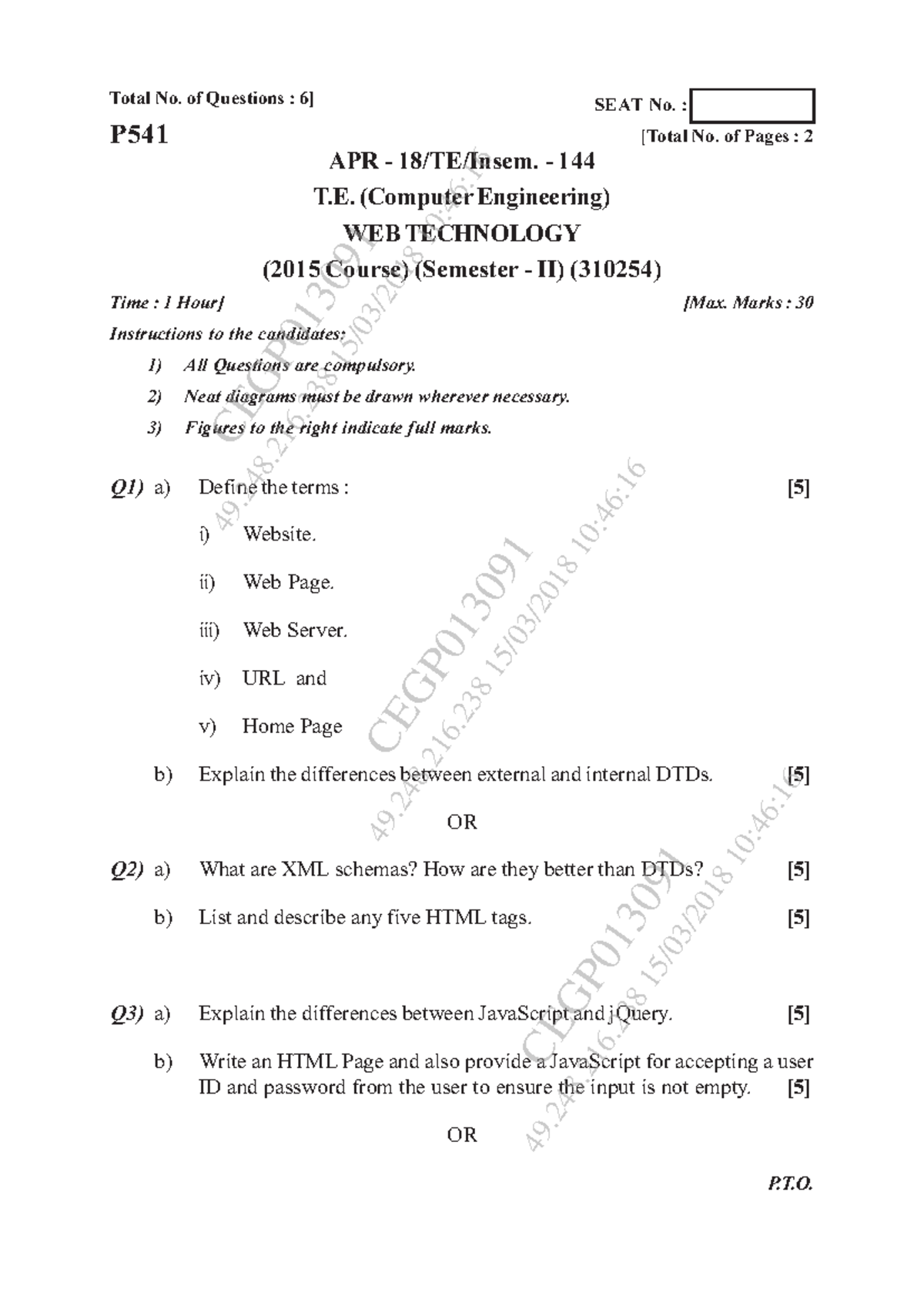 March 2018-1 - Question Papers - 2x F2 2 2X2T e 2E2IVG iGs F2E2IRR ...