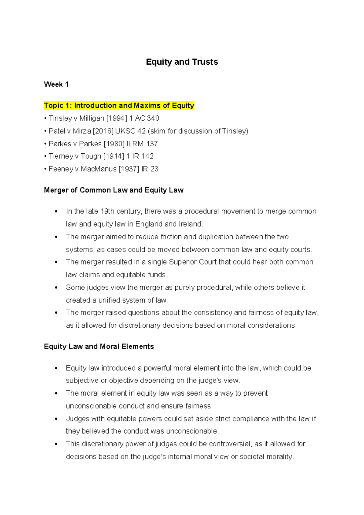 Legal Principles in Trusts and Their Applications - Equity Law Analysis ...