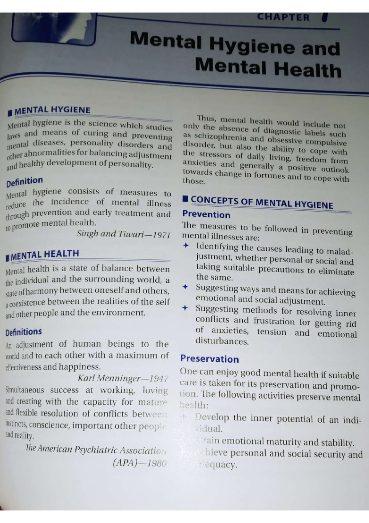 Psychology 101: Chapter on Mental Hygiene and Mental Health Concepts ...