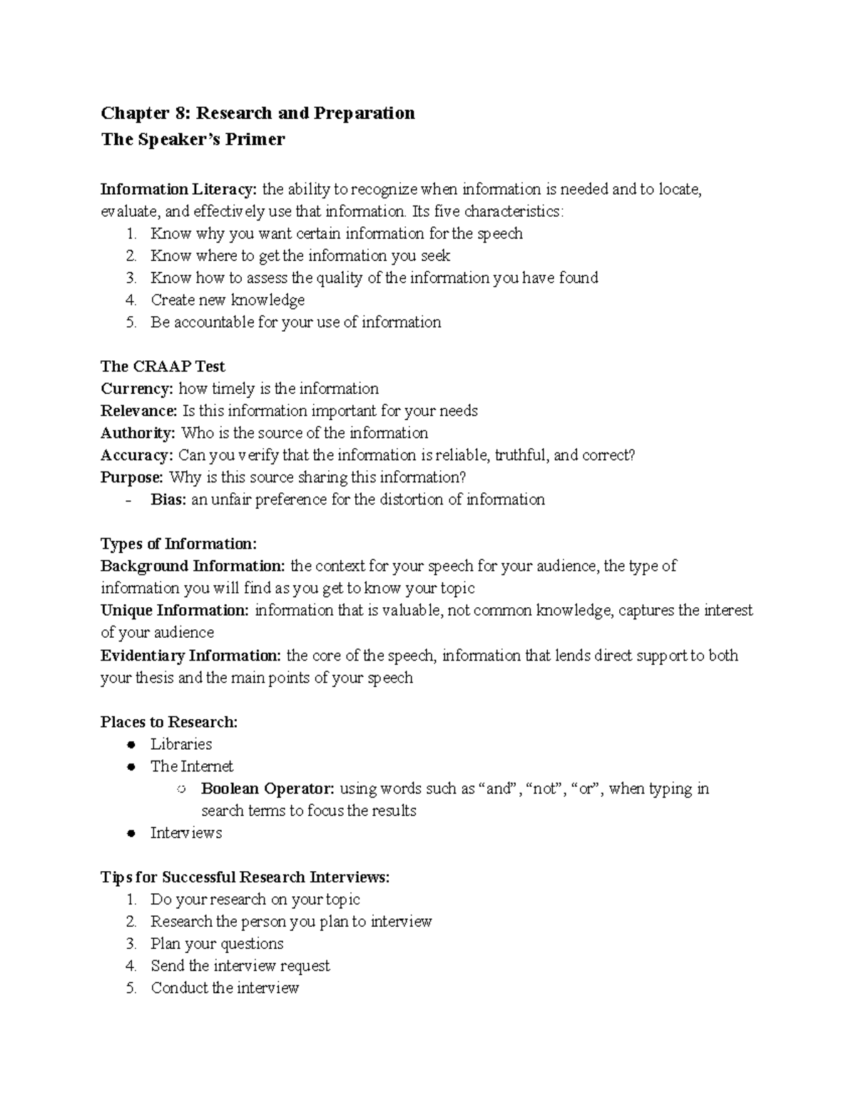 COM 120 Chapter 8 - Research Strategies for Effective Speaking - Studocu