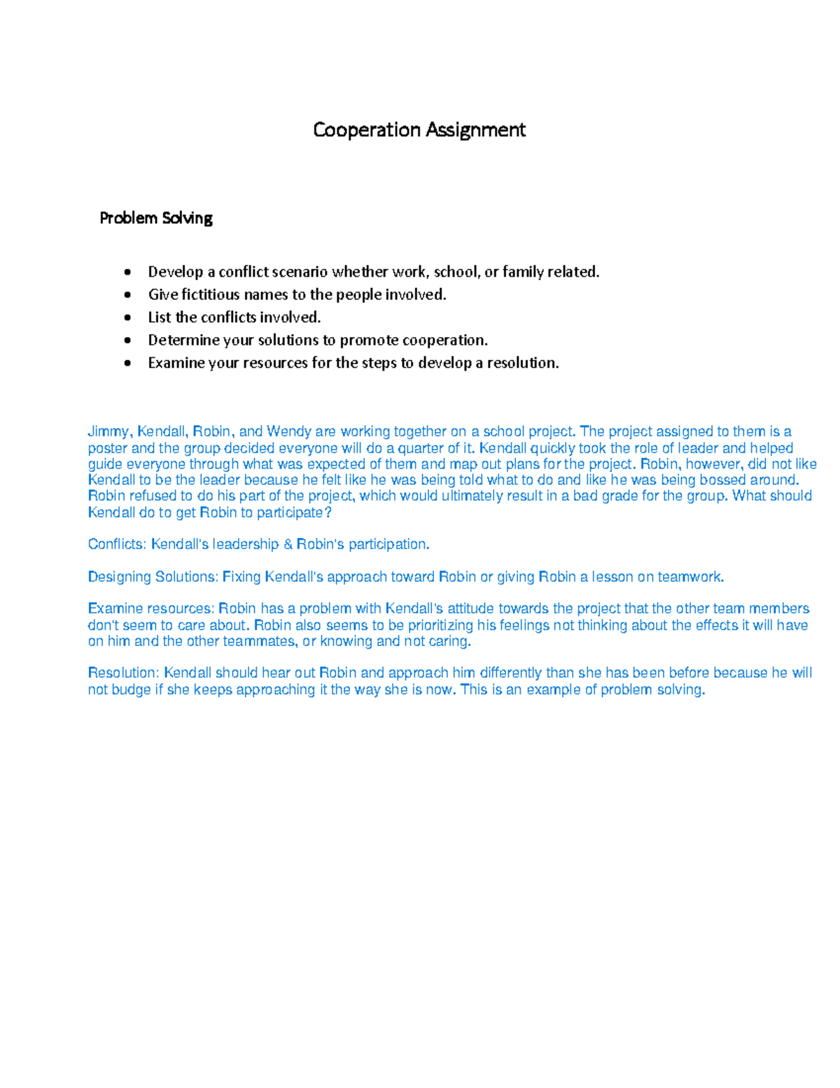 Cooperation Assignment: Strategies for Conflict Resolution - Studocu