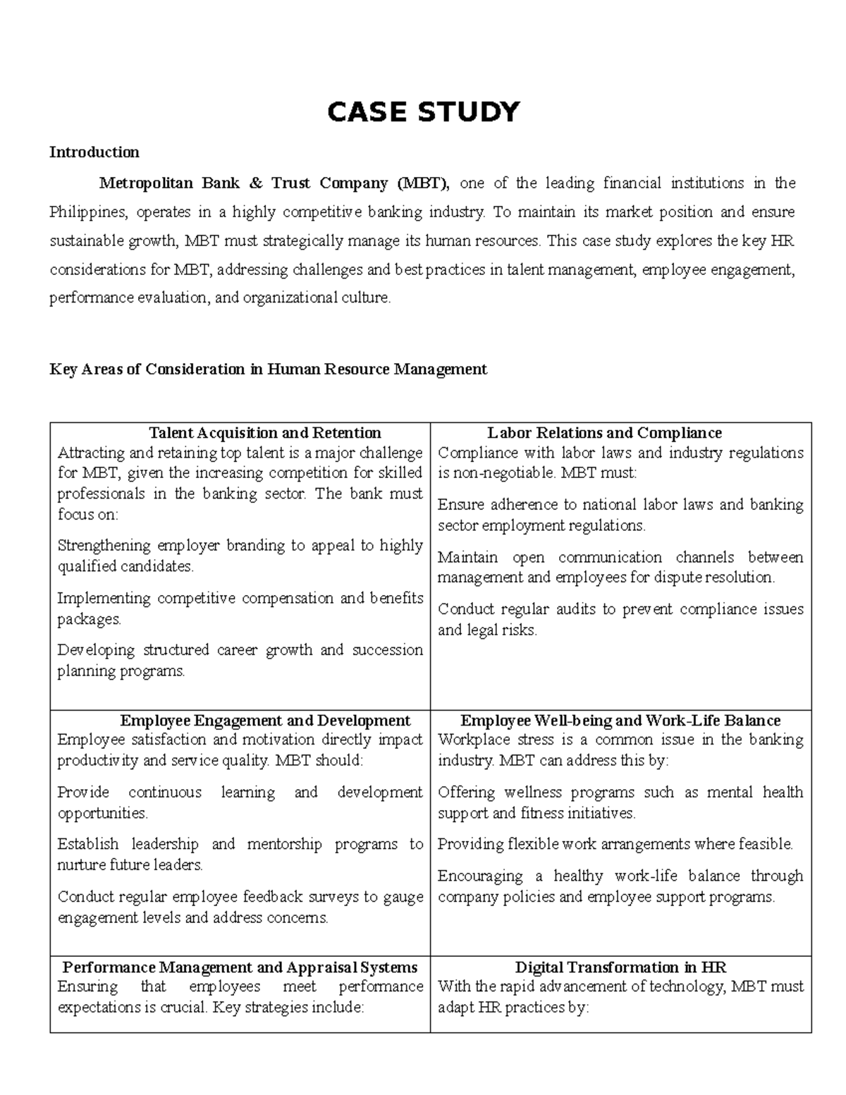 CASE STUDY: HR Strategies for Metropolitan Bank Trust Company (MBT ...