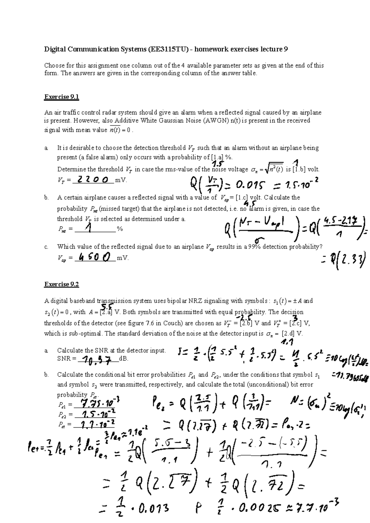 HW 9 Solutions for Digital Communication Systems (EE3115TU) - Studeersnel