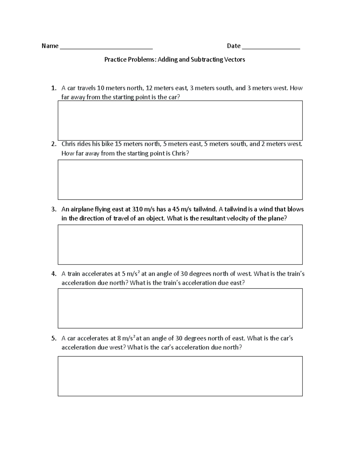 Practice+Problems+Adding+&+Subtracting+Vectors - Name ...