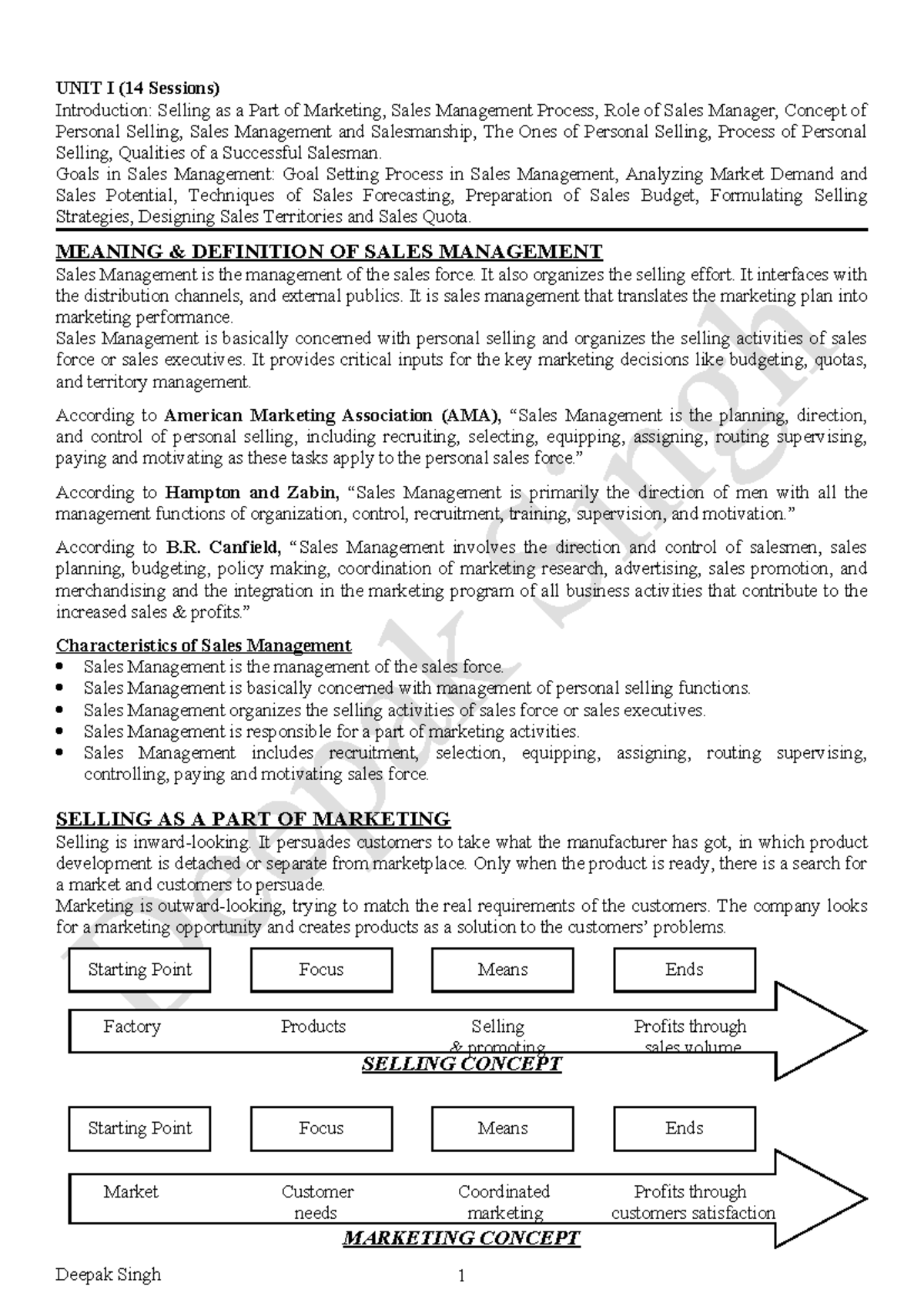 SDM 101: Comprehensive Notes on Sales Management and Personal Selling ...