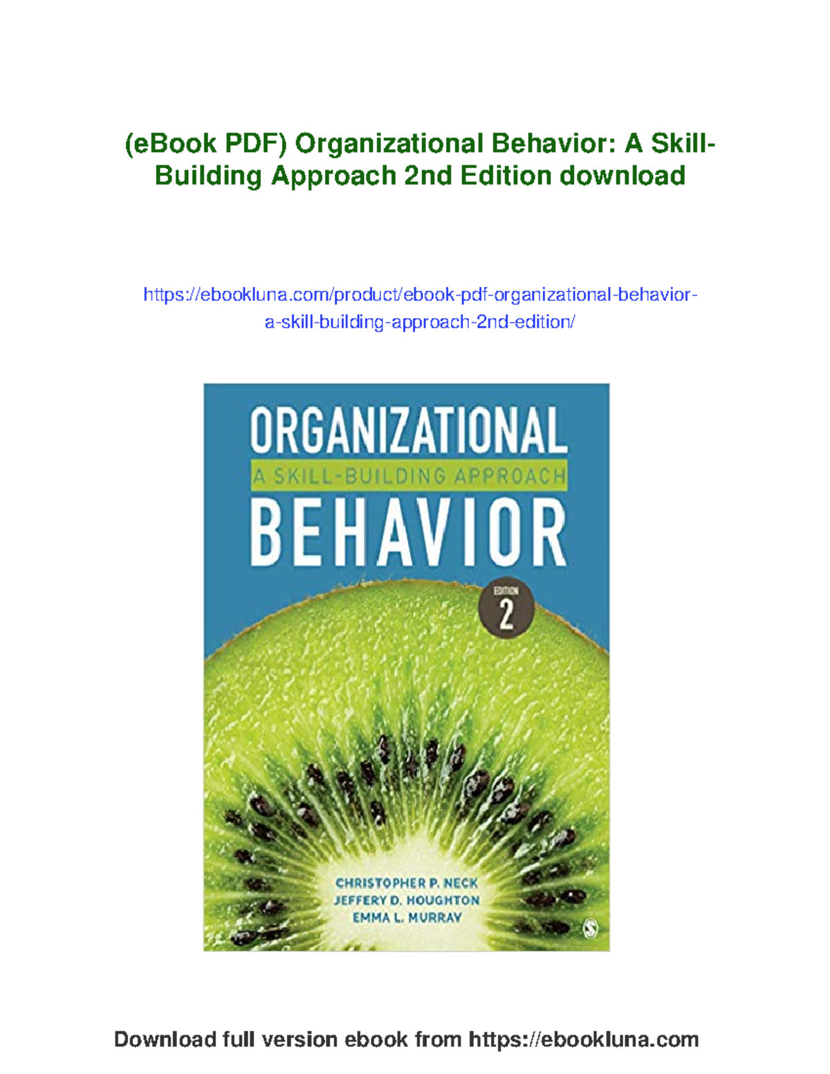 Organizational Behavior: A Skill-Building Approach (2nd Ed) eBook PDF ...