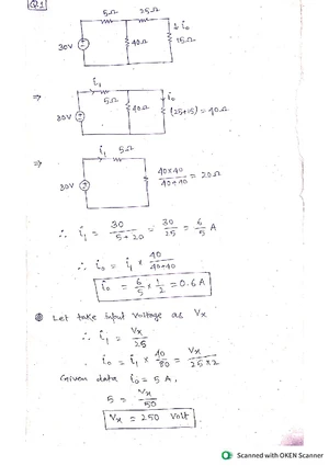 (Q1) Electrical Engineering Homework: Circuit Analysis and Power - Studocu
