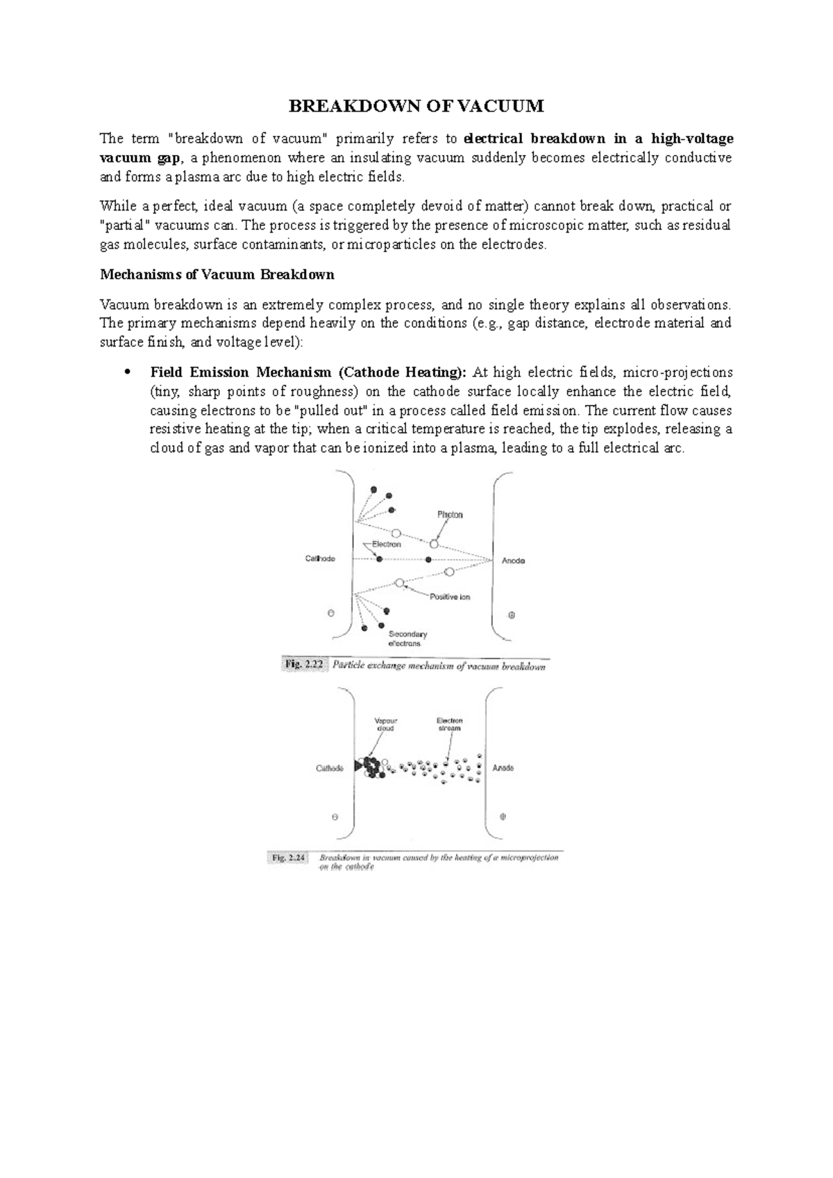 Vacuum Breakdown Mechanisms: Understanding Electrical Conductivity ...