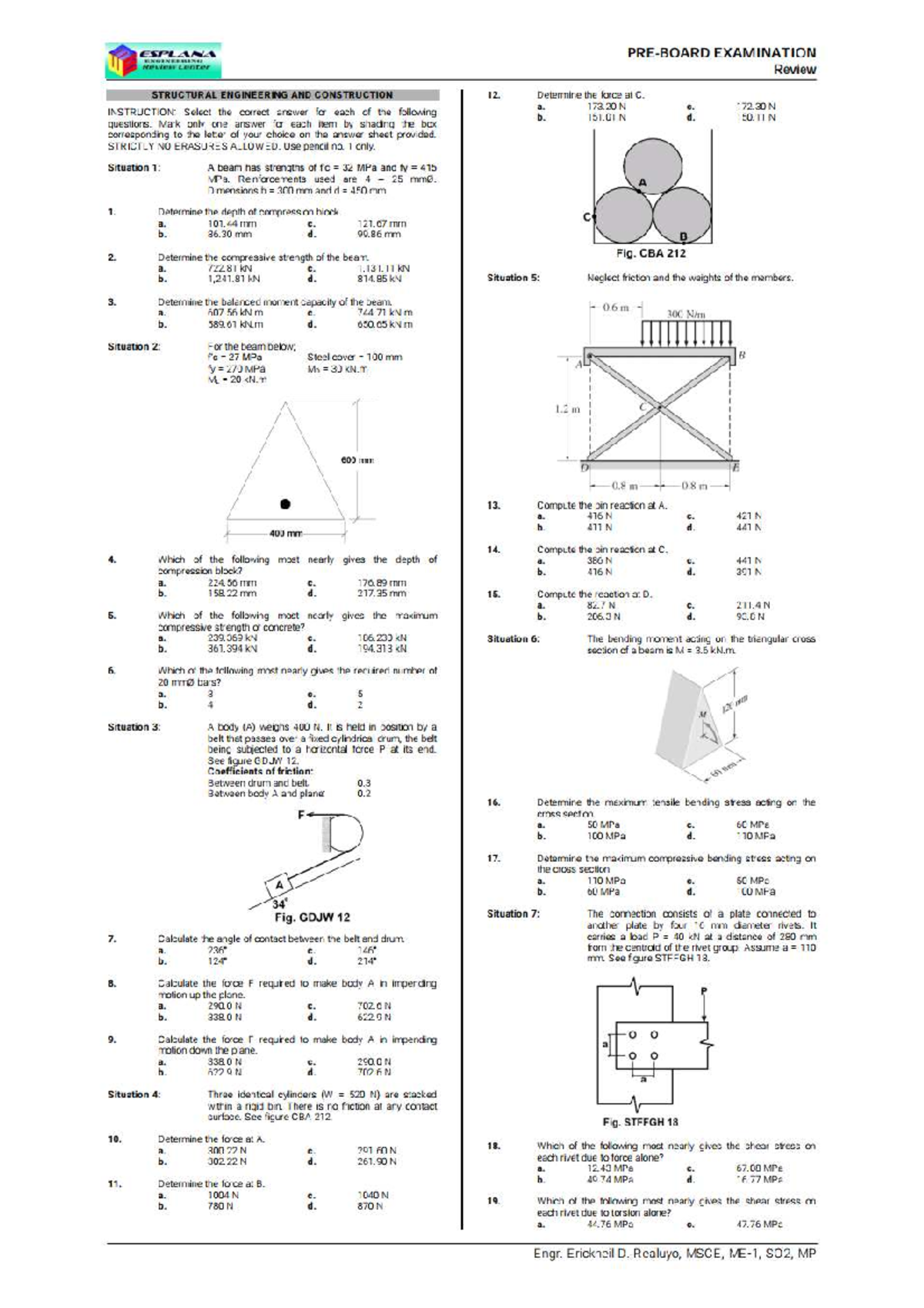 EXITE A A EXAMINATION Review: Structural Engineering & Construction 12 ...