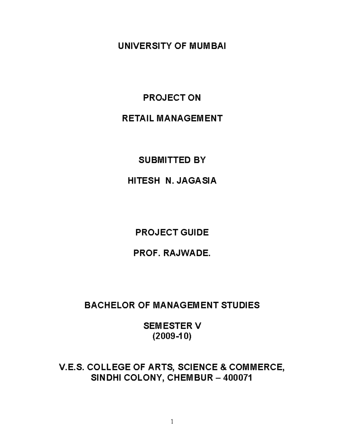 Retail Management Project (BMS SEM V) - Insights & Analysis - Studocu
