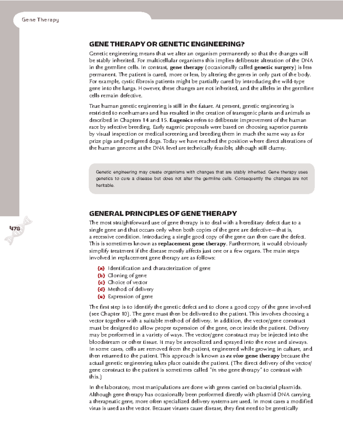 General principles of Gene therapy - Gene Therapy ####### 478478 GENE ...
