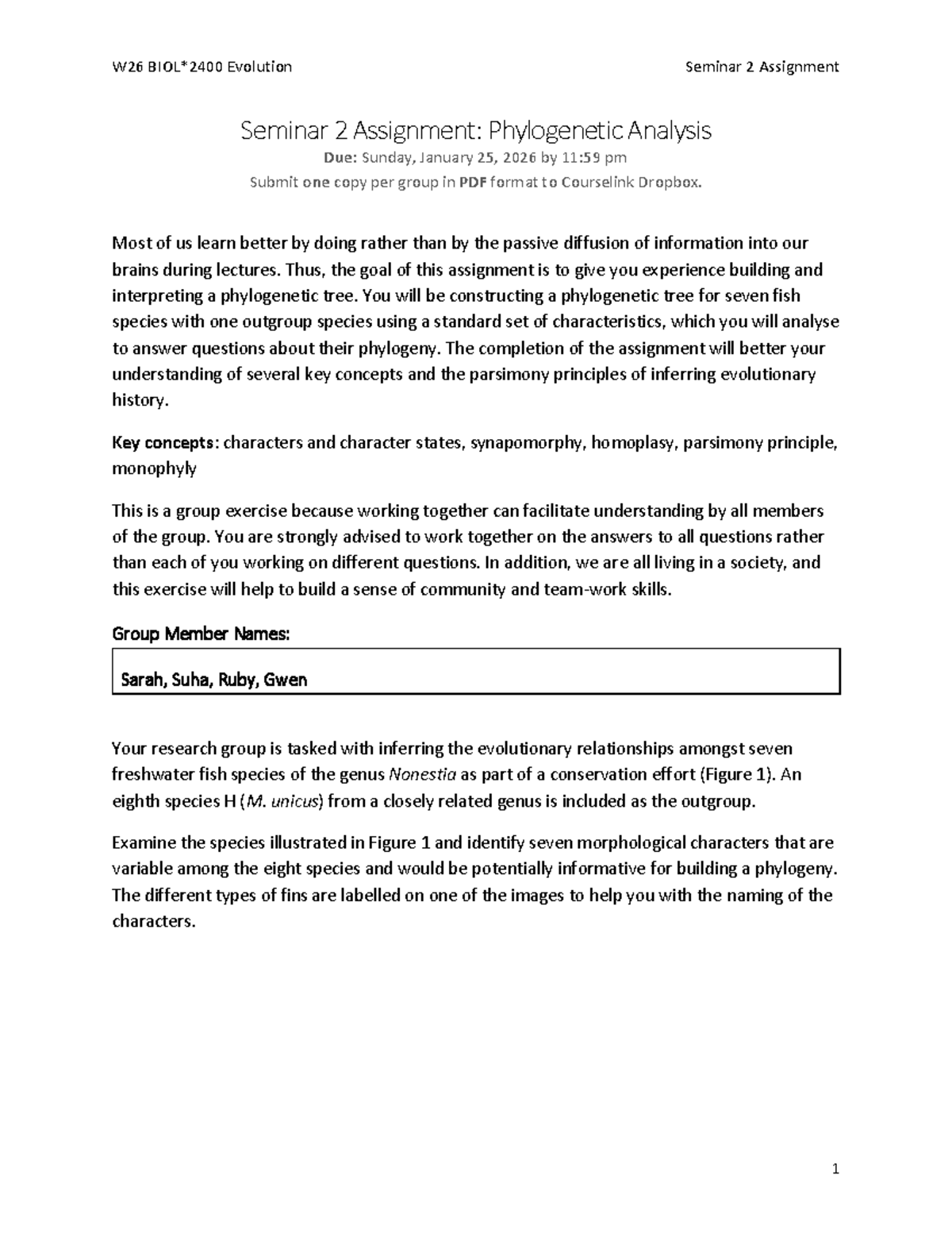 W26 Evolution Seminar 2 Assignment: Phylogenetic Tree Construction ...