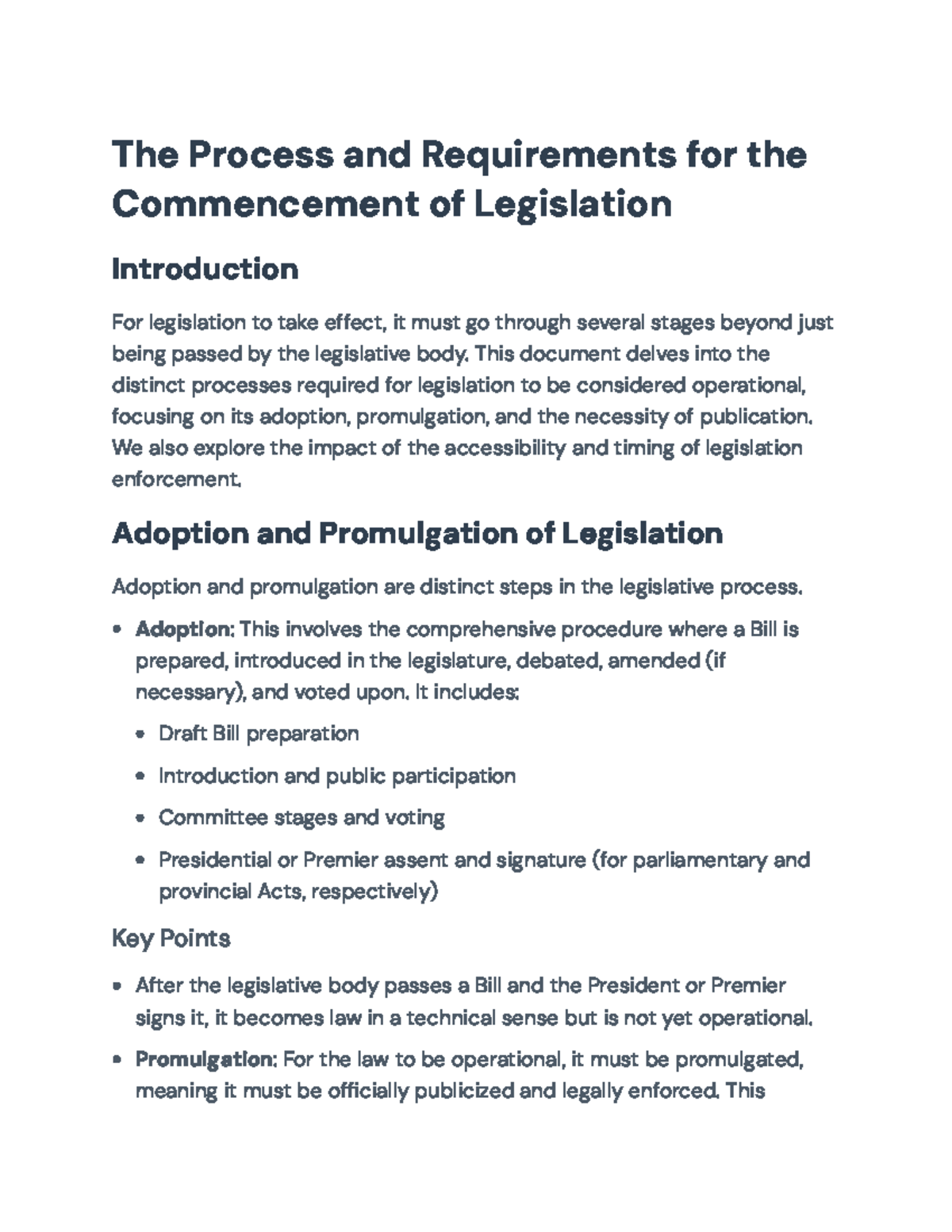 Legislation Process: Adoption, Promulgation & Publication Requirements ...