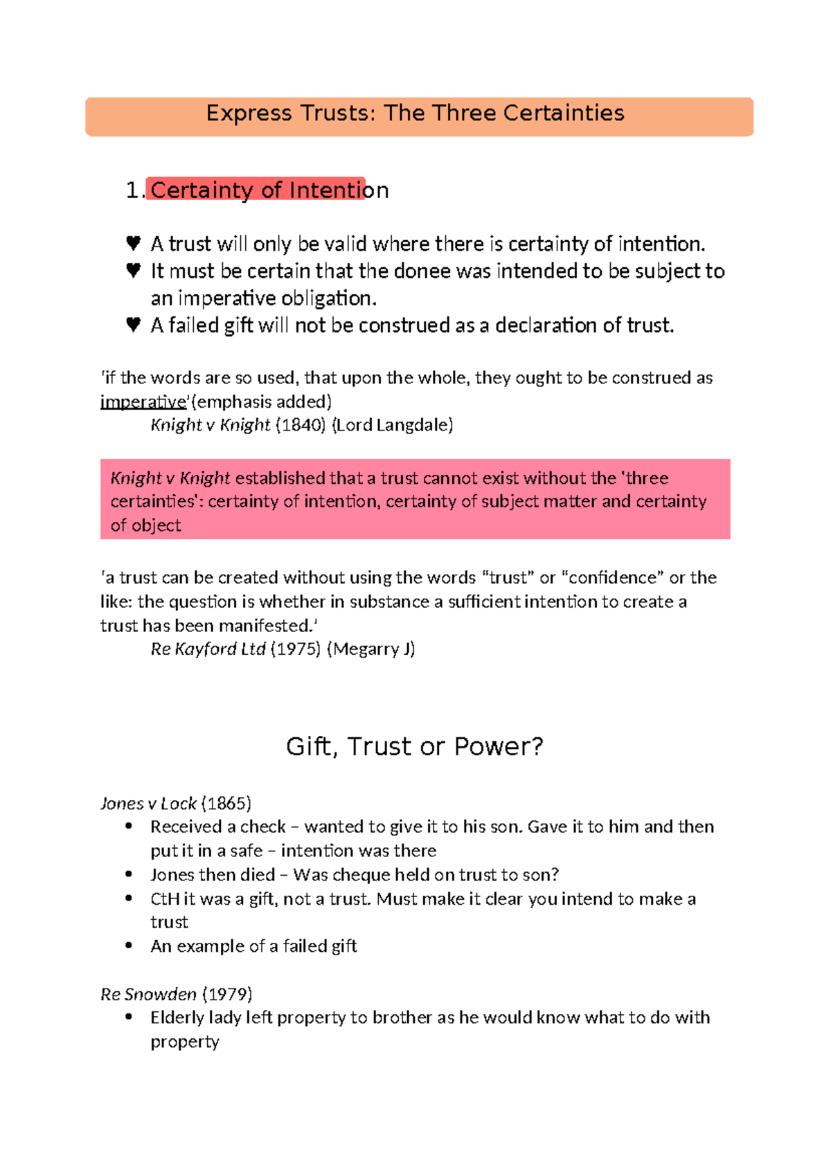 Express Trusts- the 3 certainties - Express Trusts: The Three ...