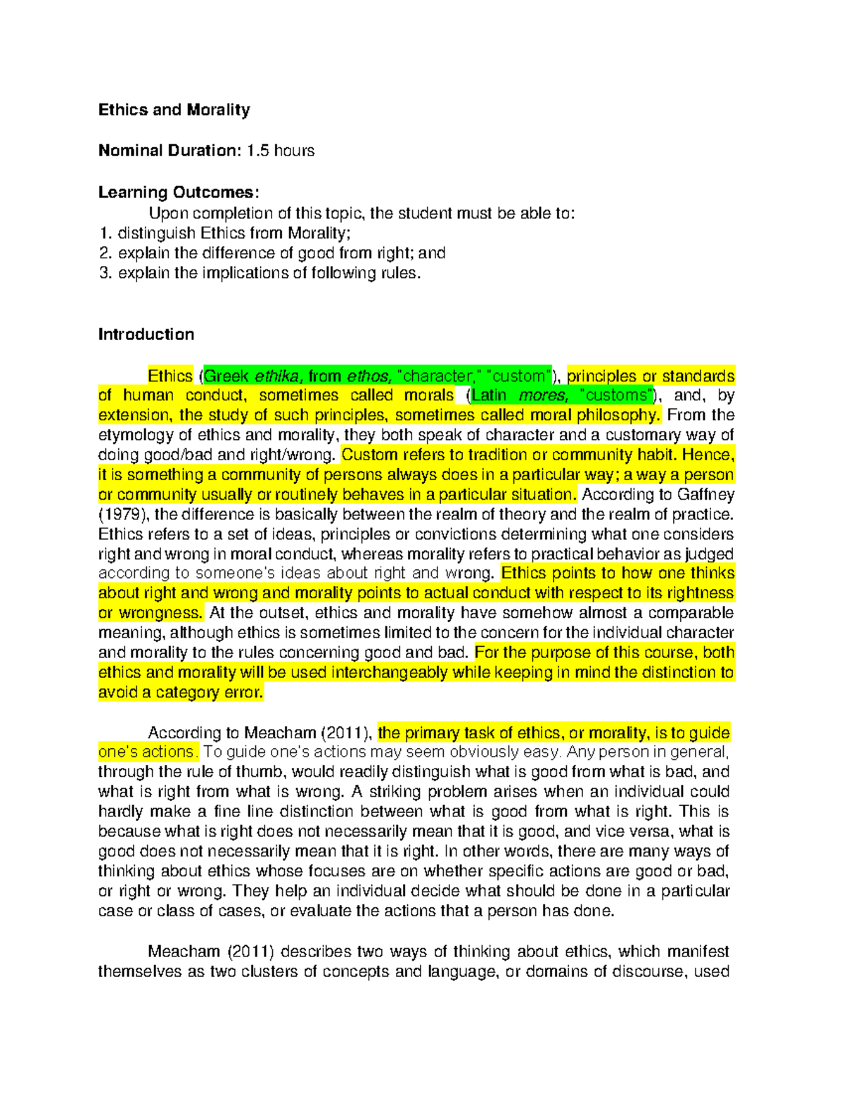 For-Prelims: Ethics and Morality Overview and Key Concepts - Studocu