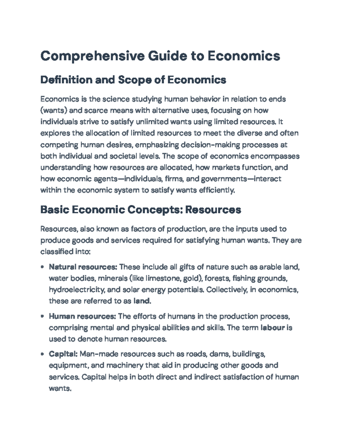 Comprehensive Economic Overview: Concepts & Systems Analysis (ECO 101 ...