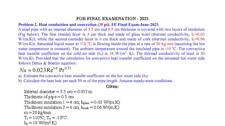 Final Exam Notes for 2021: Heat Transfer Calculations - Studocu