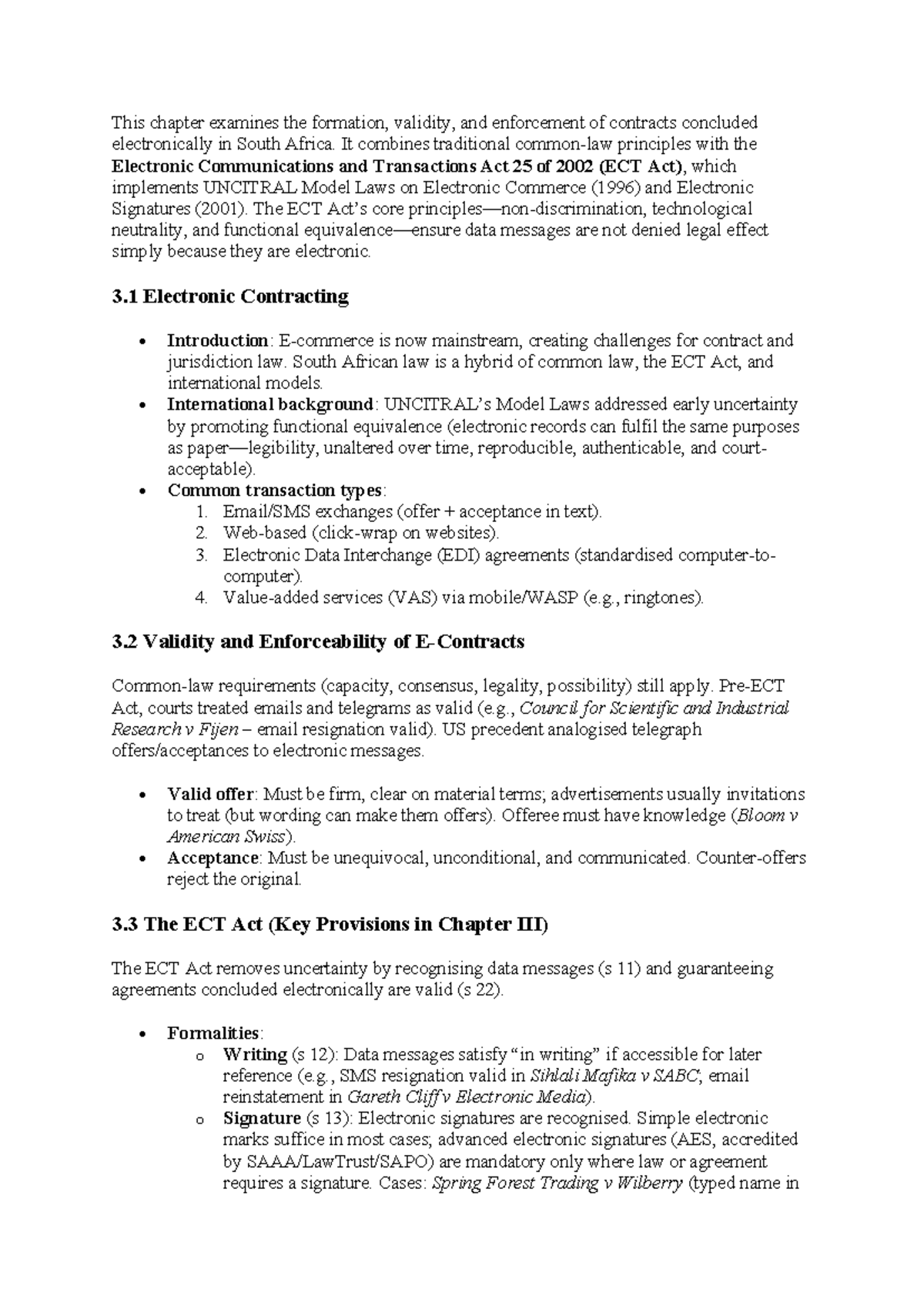 Contracts in South Africa: ECT Act & Electronic Transactions Analysis ...