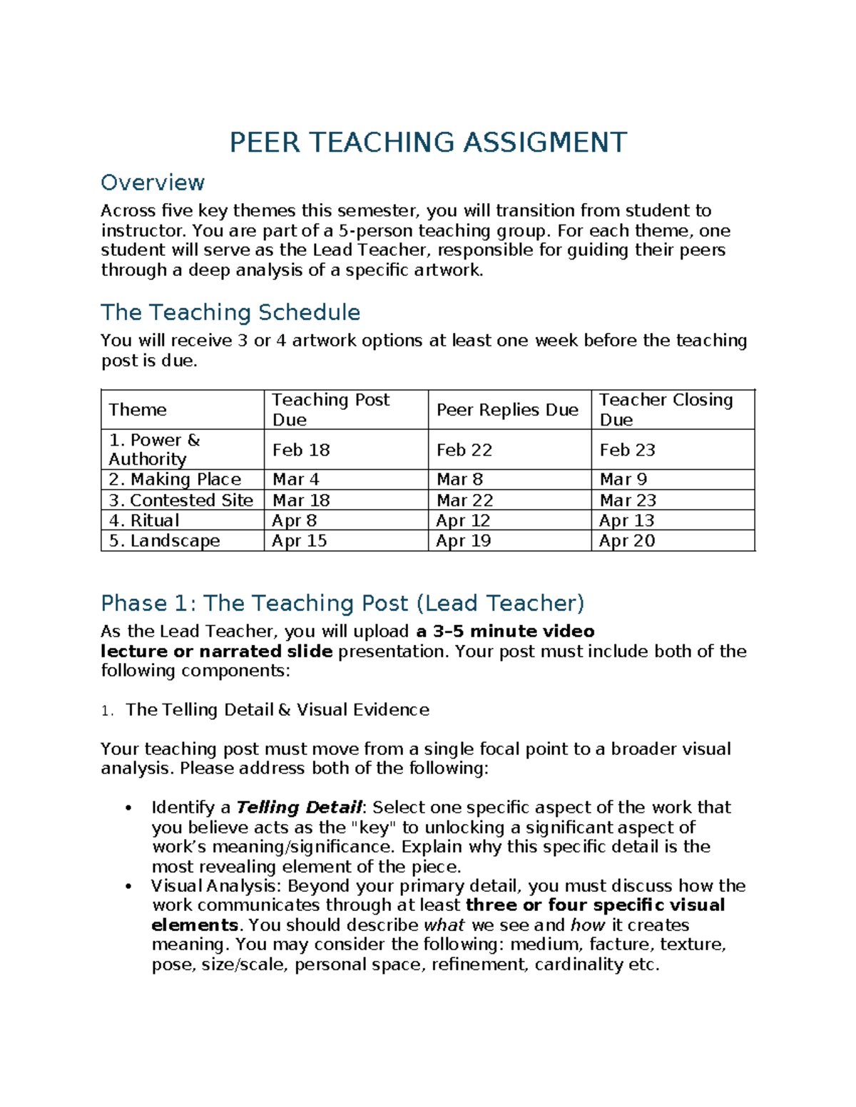 2264-HAA 0010 Peer Teaching Assignment Overview and Guidelines - Studocu