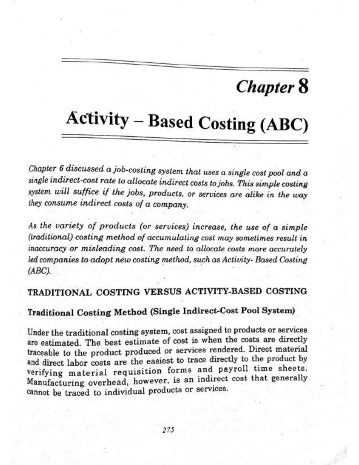 Chapter 8 - Activity-Based Costing (ABC) Overview and Comparisons - Studocu
