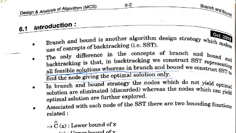 Analysis of Algorithm (MCS) - Branch and Bound Techniques - Studocu