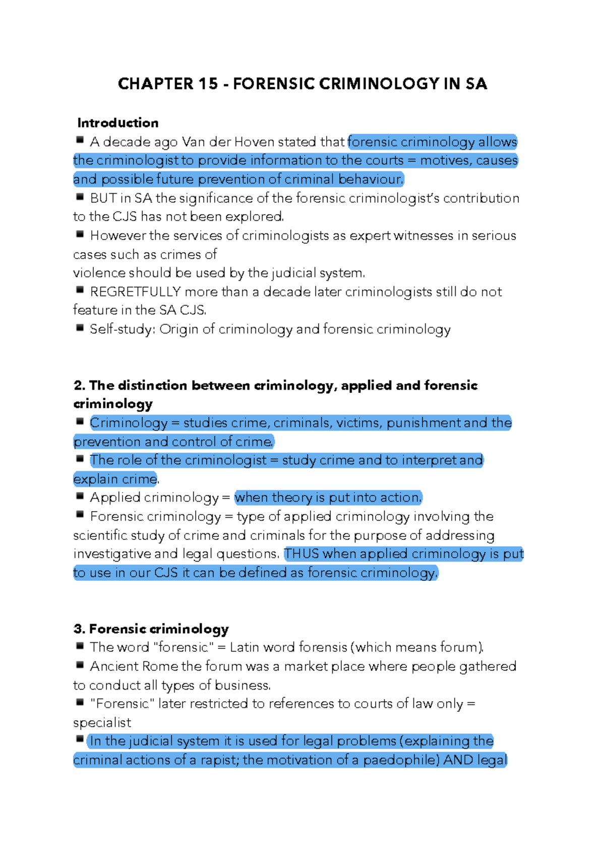 CHAPTER 15: FORENSIC CRIMINOLOGY IN SA - Insights and Applications ...