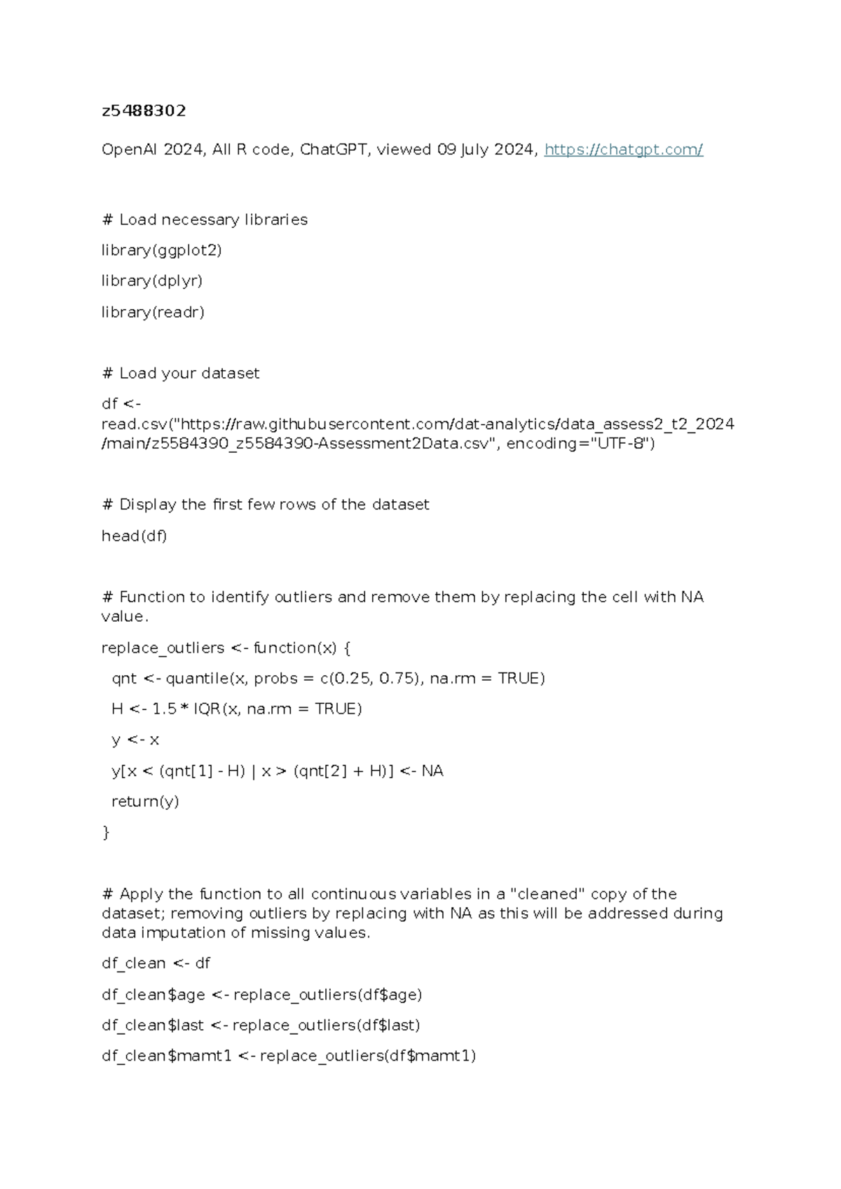 R code for Assessment 2 individual component - z OpenAI 2024, All R ...