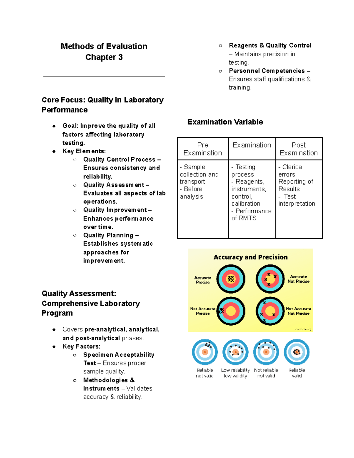 CC Lec 1: Chapter 3 - Quality Evaluation in Laboratory Testing - Studocu