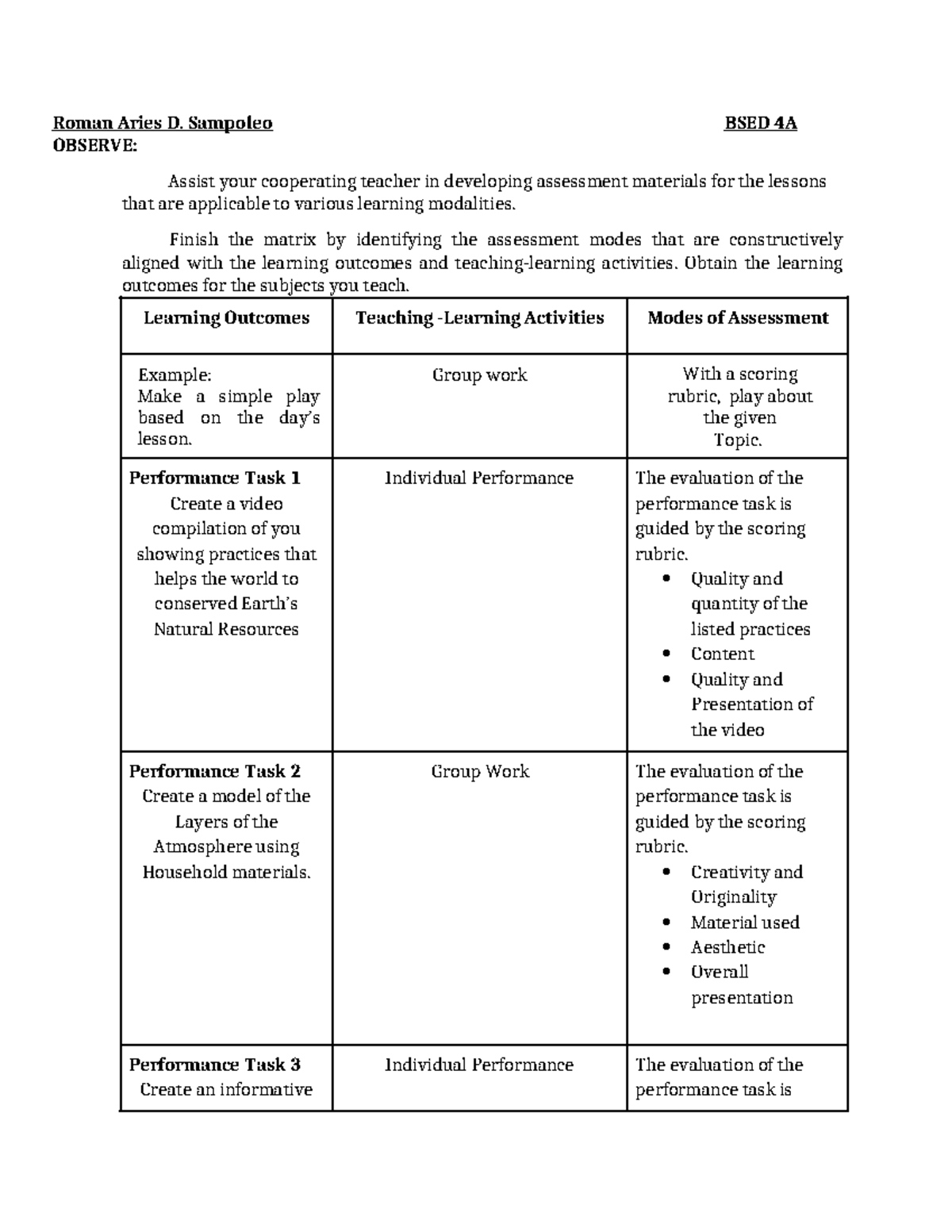 655491169 Teaching Internship Learning TASK 7 - Roman Aries D. Sampoleo ...