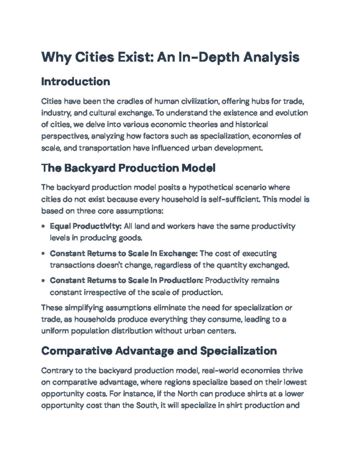 Why Cities Exist: Economic Theories and Urban Development Analysis ...