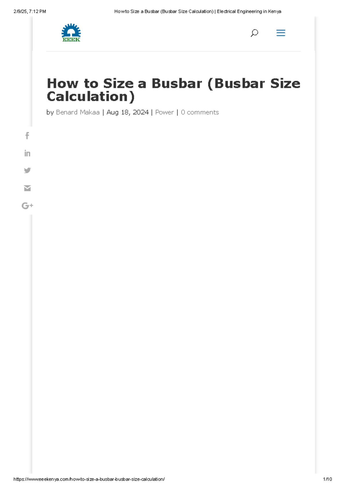 How to Size a Busbar (Busbar Size Calculation) Electrical Engineering ...