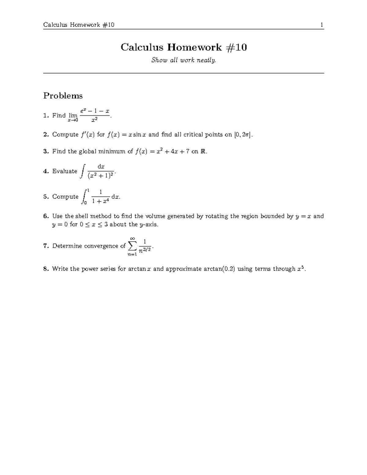 Calculus Homework 1: Key Problems and Solutions - Studocu