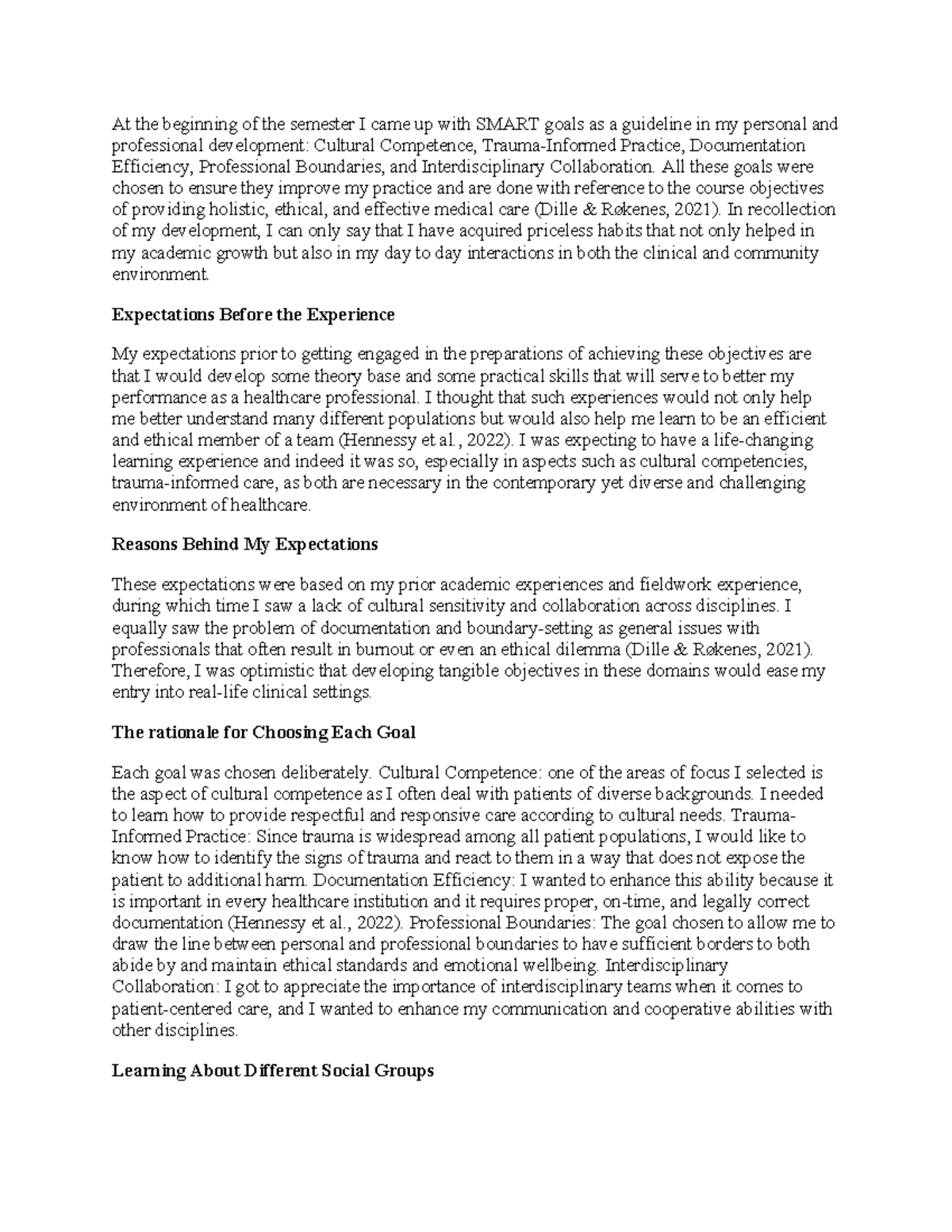 SMART Goals for Personal & Professional Development in Healthcare - Studocu