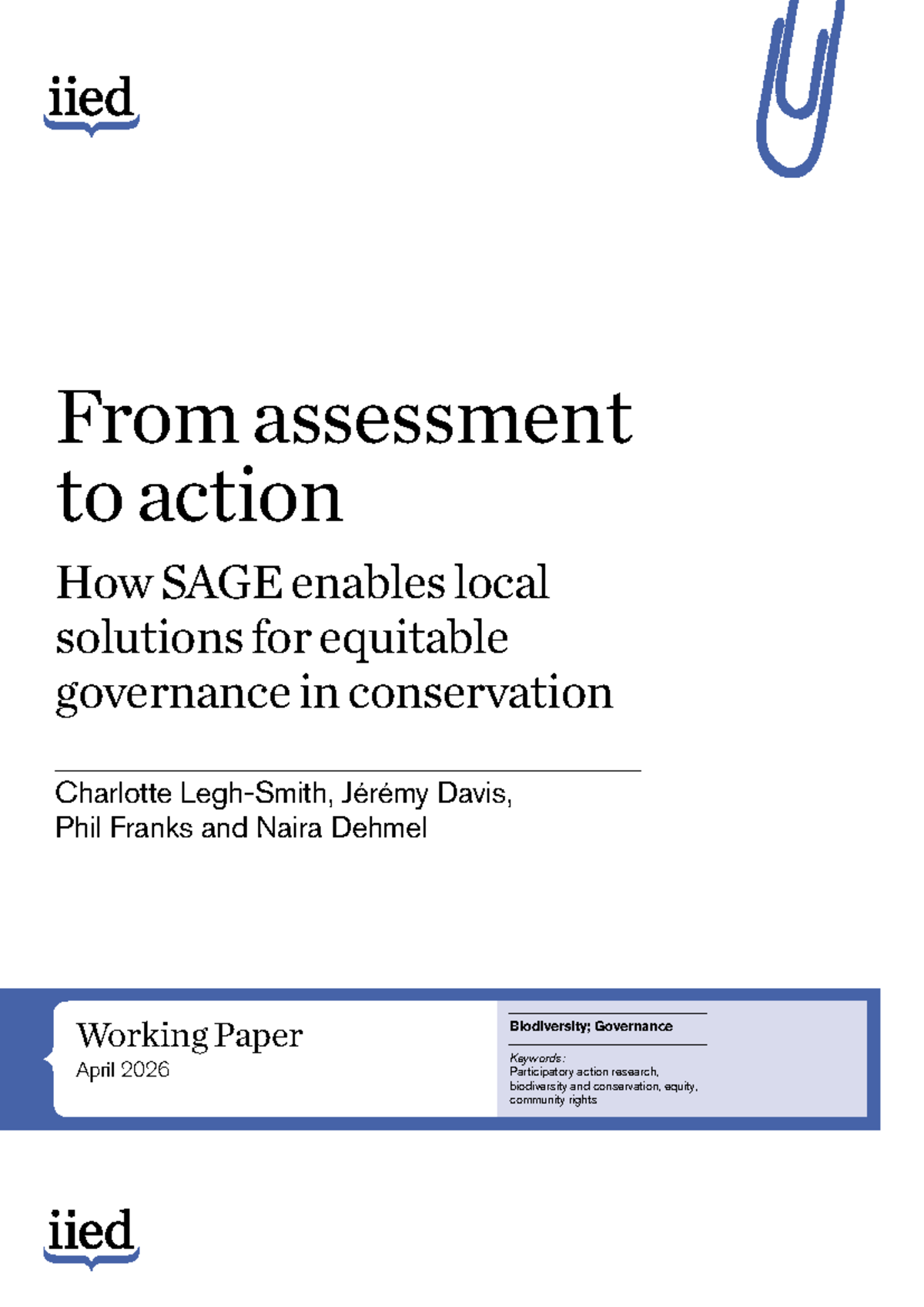 SAGE Working Paper: Local Solutions for Equitable Governance in ...