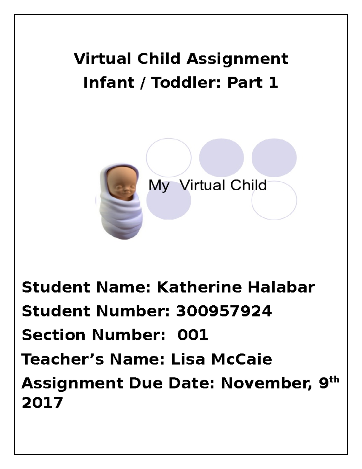 Virtual Child Assignment (Infant/Toddler Development Part 1) - Studocu