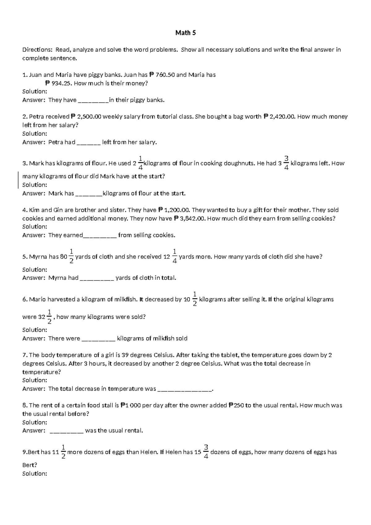 Grade-5 Post-Test-PS-ELa NS Template - Math 5 Directions: Read, analyze ...