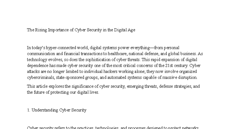 The Rising Importance of Cyber Security in the Digital Age - As ...