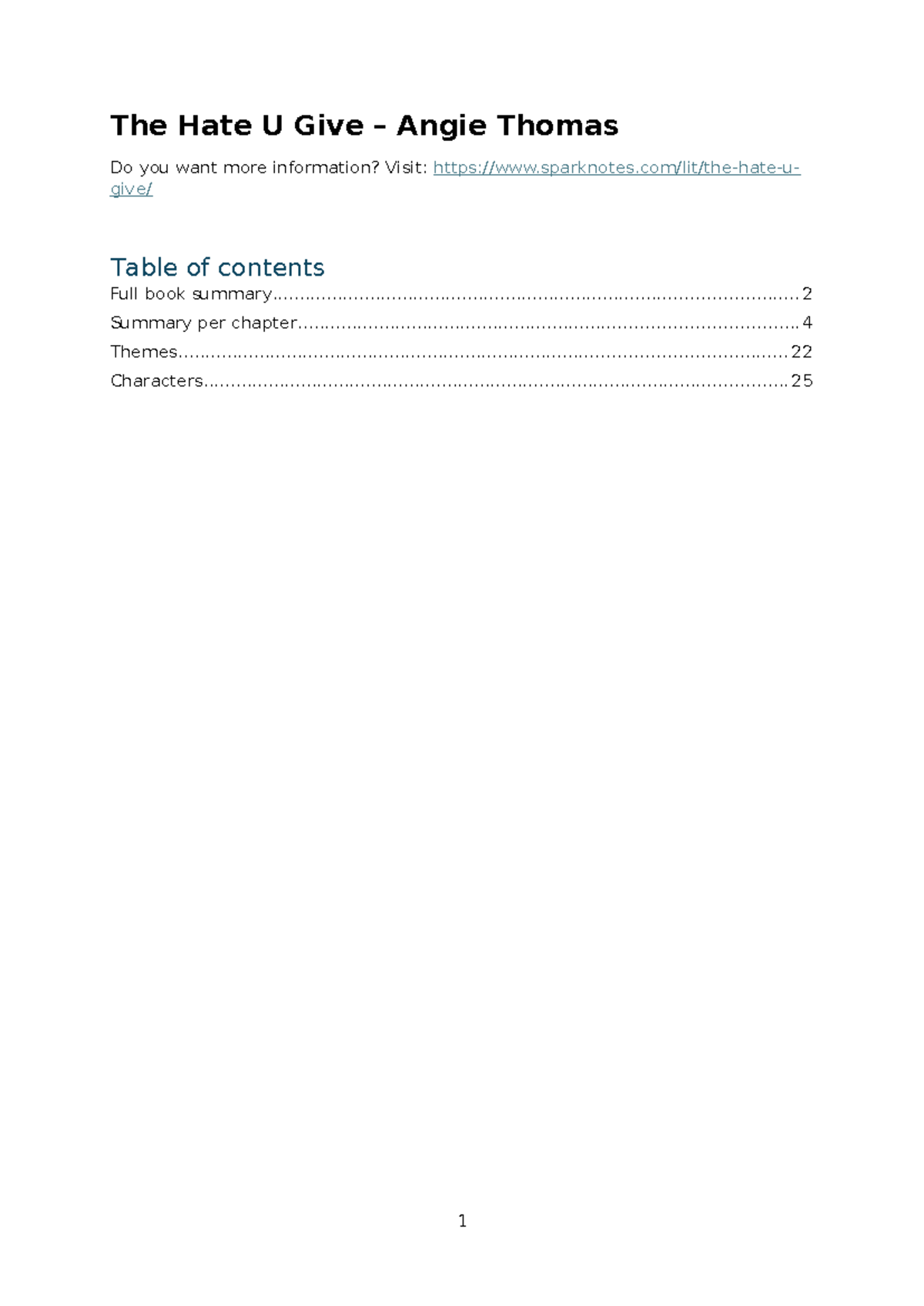 The Hate U Give (ENG 101) - Comprehensive Book Summary and Analysis ...