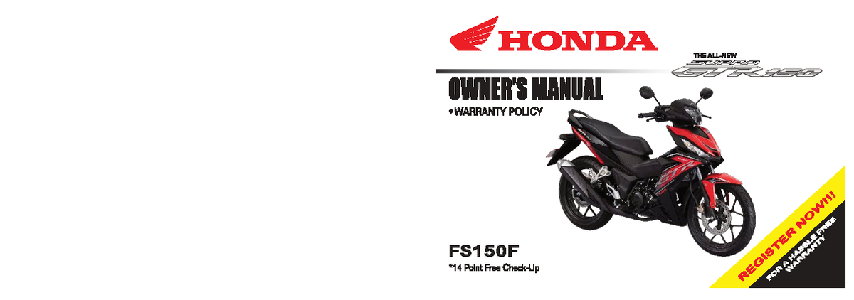 Honda FS150F 2020 Owner's Manual: Safety & Operation Guide - Studocu