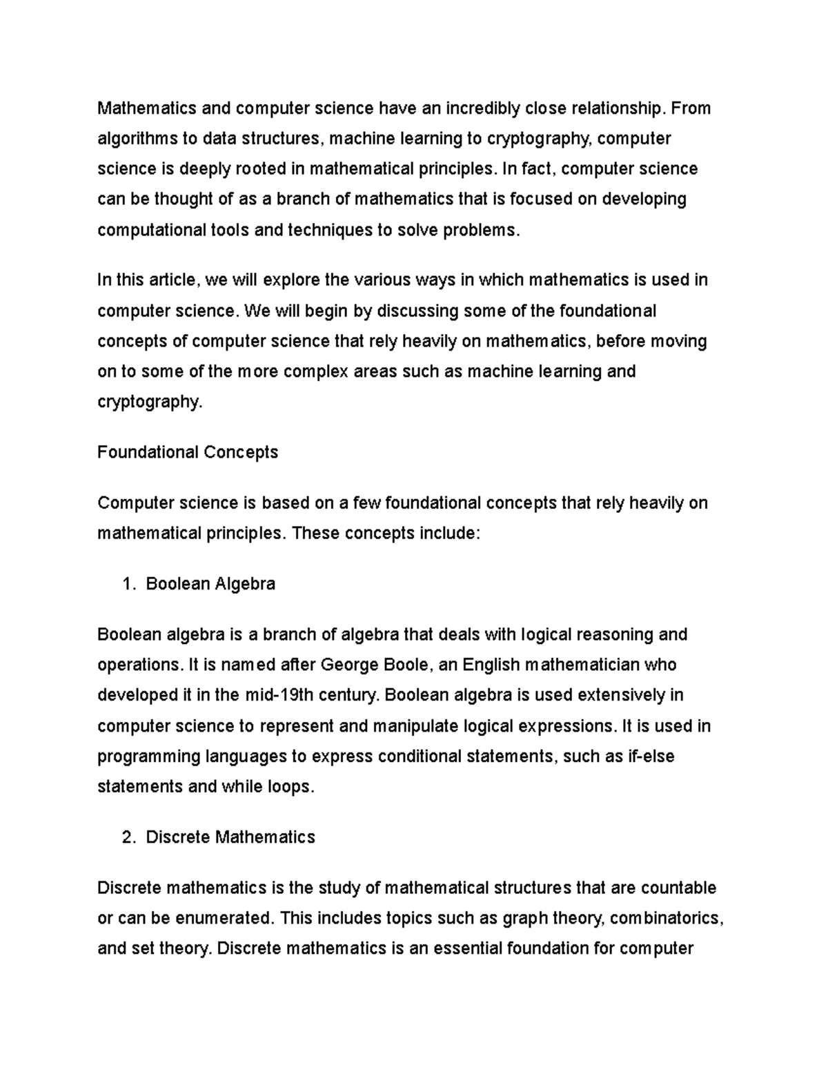 Mathematics in CS: Foundational Concepts & Applications - Class Notes ...