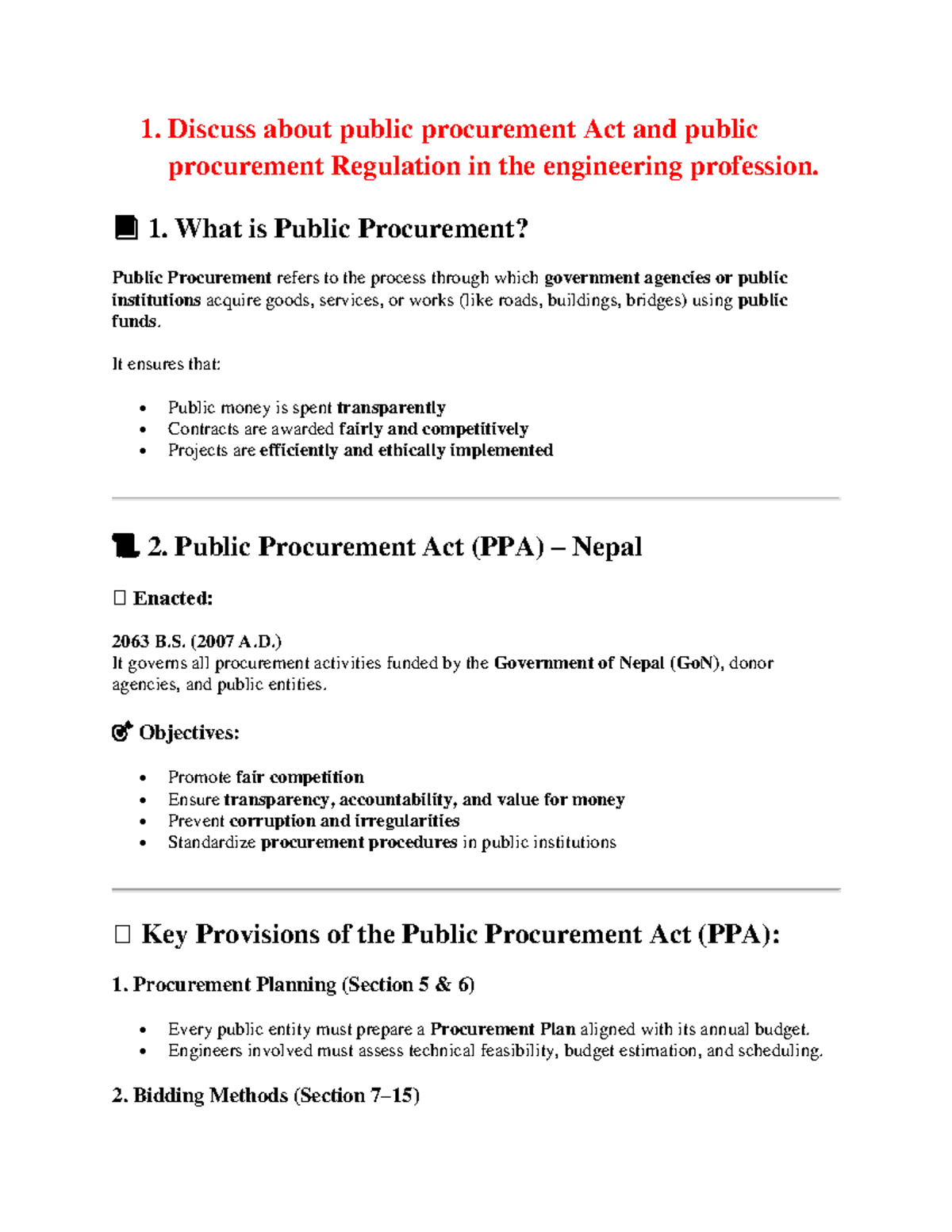 Public Procurement Act & Regulation in Engineering: A Comprehensive ...