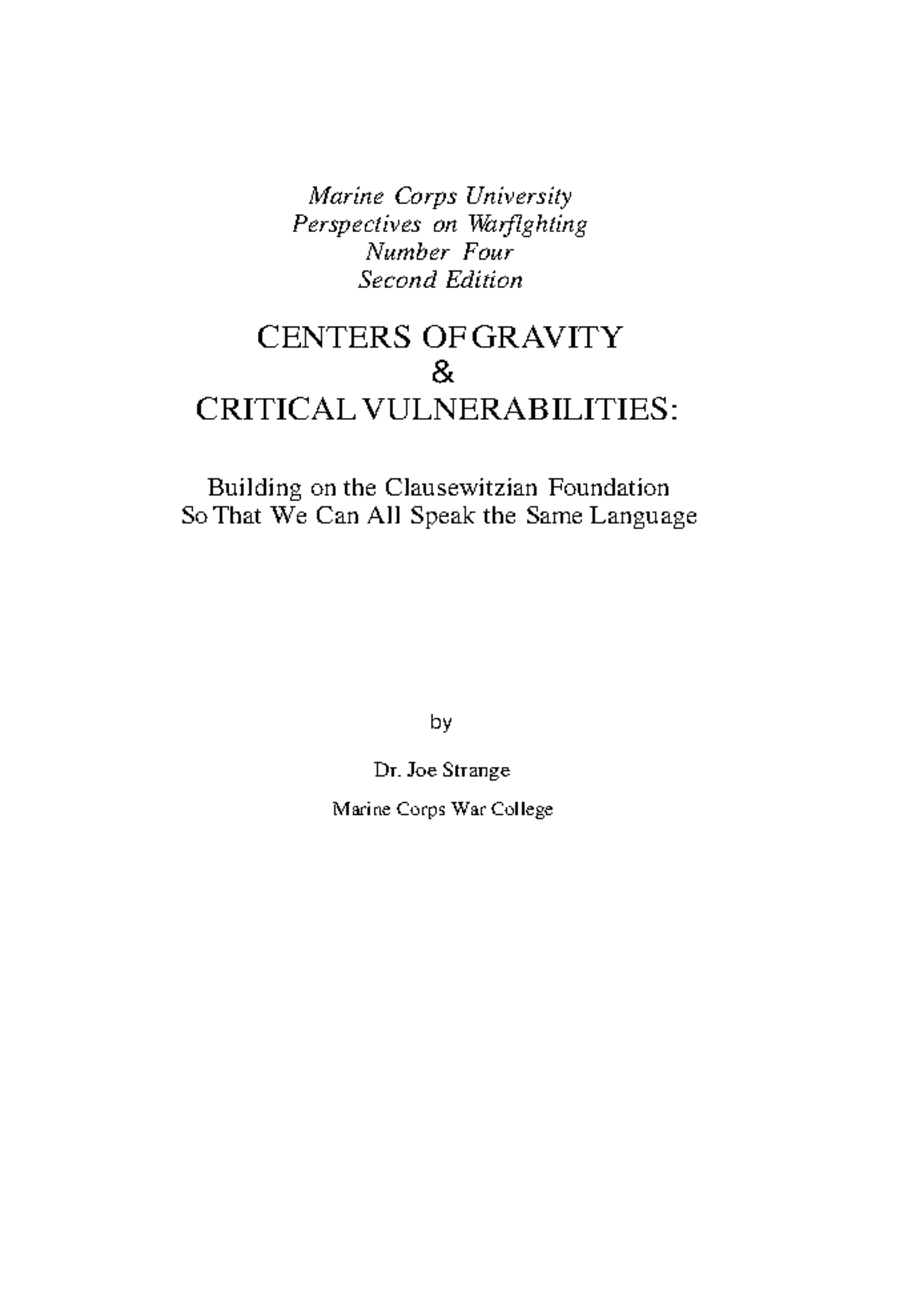 COG & Critical Vulnerabilities: Insights from Dr. Joe Strange - Studocu