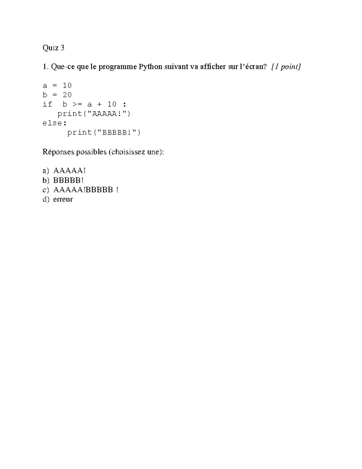 Quiz 3 Solutions - Exercices Python - Studocu